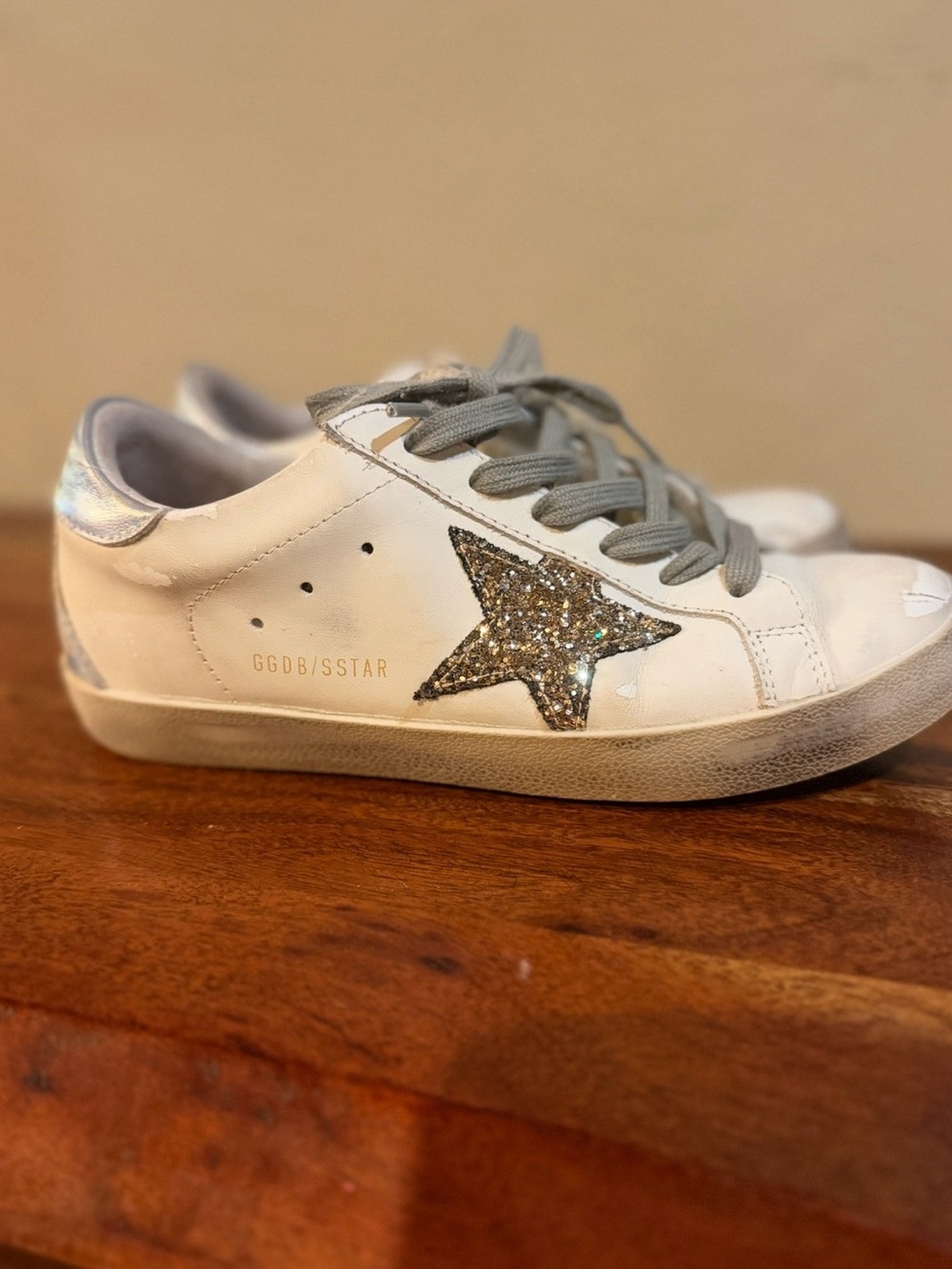 Golden Goose Superstar Sneakers Size 38 White Silver Glitter Star Sneakers 🔥 - Picture 6 of 16